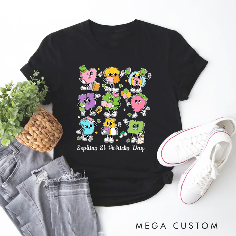 Personalized Reading Lucky Charms Classic T-Shirts Retro Bookish Shirt with Name for Book Lover Bookworm Girlfriend Wife Women Gift