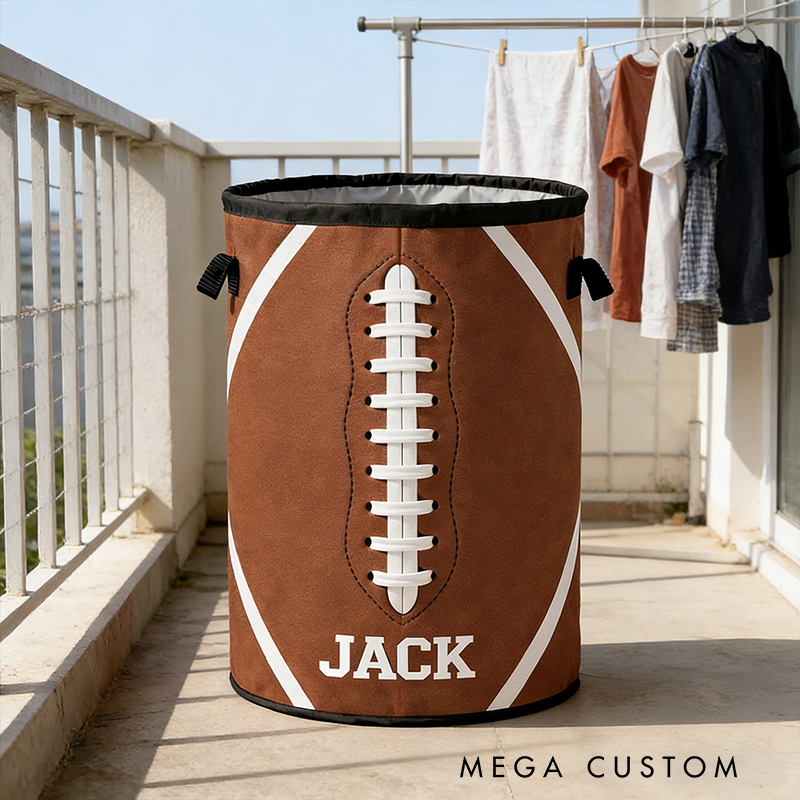 Personalized American Football Laundry Hamper with Custom Name Design