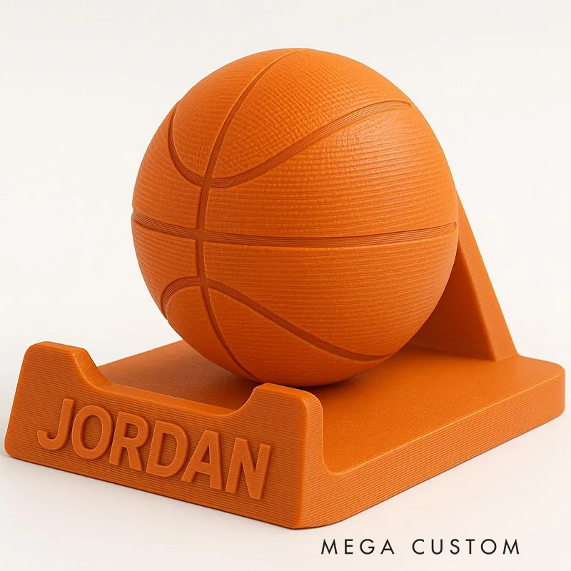 Personalized 3D Printed Basketball Phone Stand with Custom Name for Players and Enthusiasts