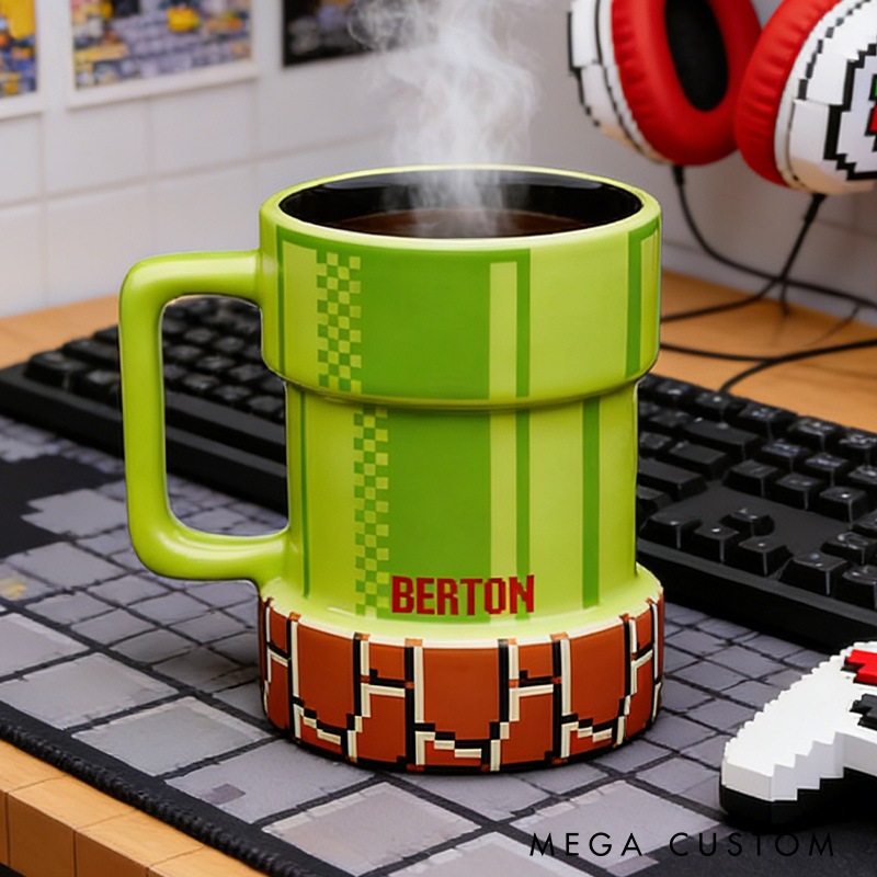Personalized Retro Game Pipe Mug Custom Retro Game Enthusiasts Coffee Cups Gifts for Game Geek
