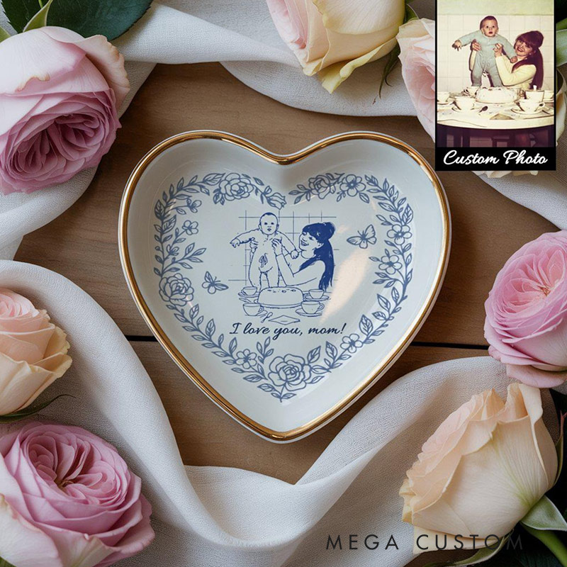 Personalized Mom Nana Jewelry Dish Family Photo Ring Dish Custom Portrait Ceramic Ring Dish Mom Photo Gift Family Lover Gift