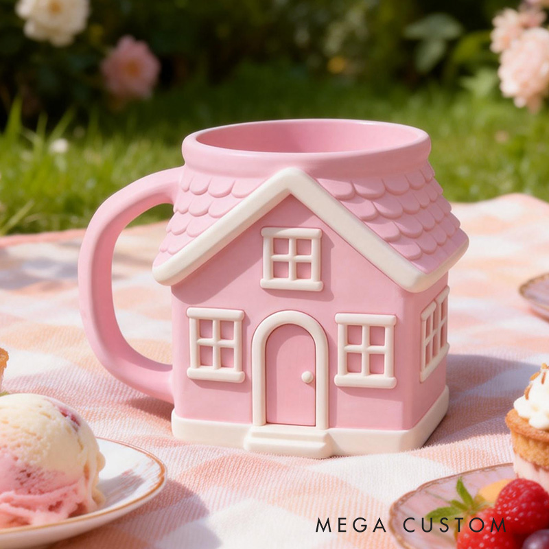 Personalized Pink House Ice Cream Pint Holder Custom New Home Gift Fun Freezer Accessory for Housewarming Unique Kitchen Decor for Kids and Adults