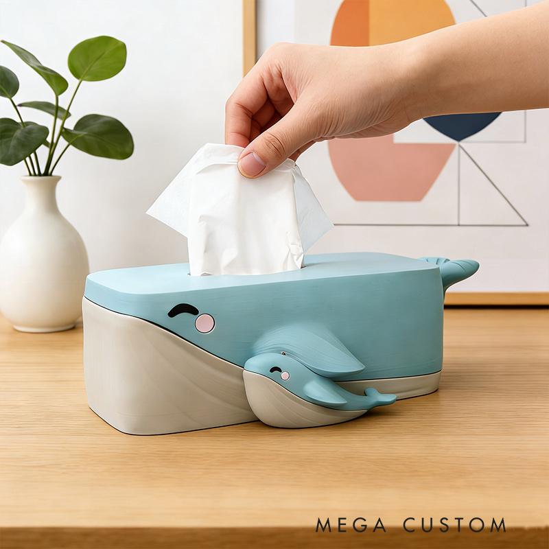 Personalized Adorable Bubbles the Whale Tissue Box Cover 3D Printed Toilet Paper Holder for Mom Family Gift