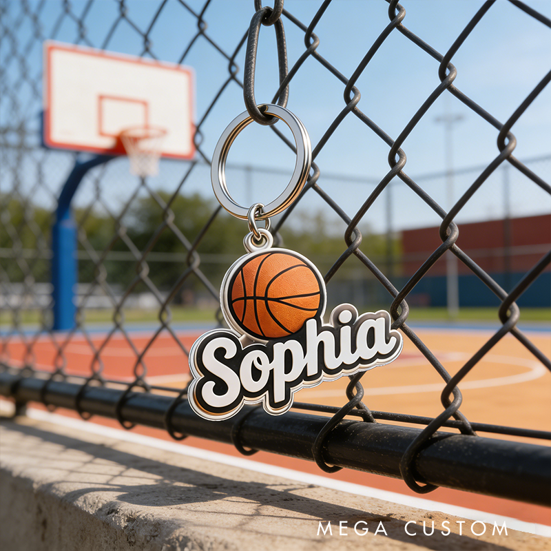 Personalized Basketball Keychain Featuring Your Custom Name Design