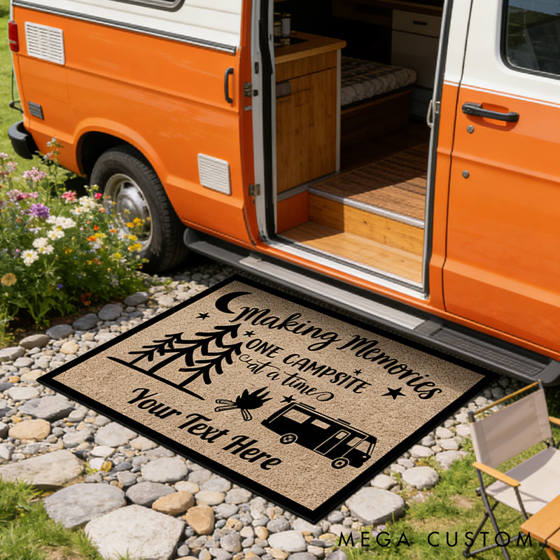 Personalized Campsite Doormat Rv Camping Mat Custom Camping Memories Doormat Gifts for Outdoor Adventure Lover