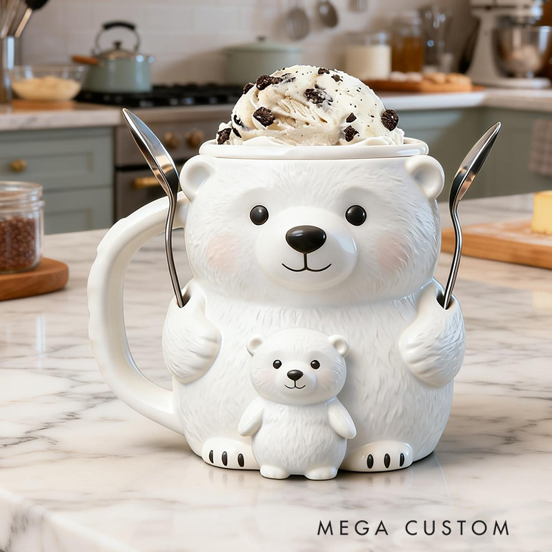 Personalized Polar Bear Ice Cream Pint Holder Cute Custom Freezer Accessory for Kids and Adults Unique Gift Fun Kitchen Decor