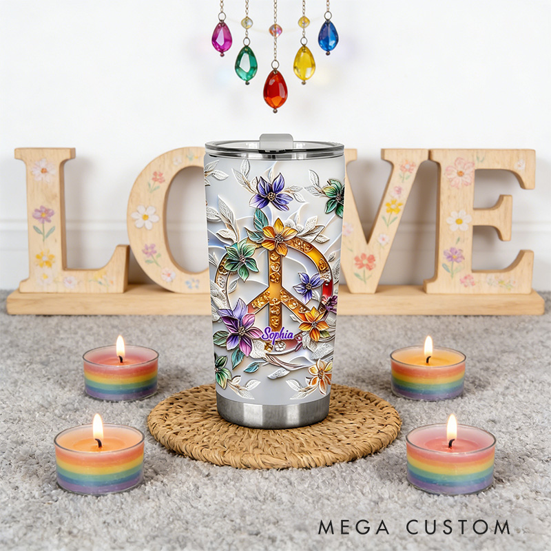 Personalized 2D Flat Golden Strings 20oz Tumbler Custom Hippie Themed Tumbler for Music Lovers