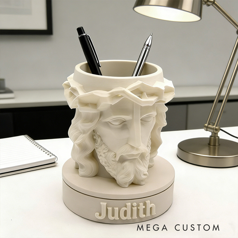 Personalized 3D Printed Jesus Crown of Thorns Christ Planter with Custom Name Can Also be Used as Pen Holder or Desk Organizer Religious Gift