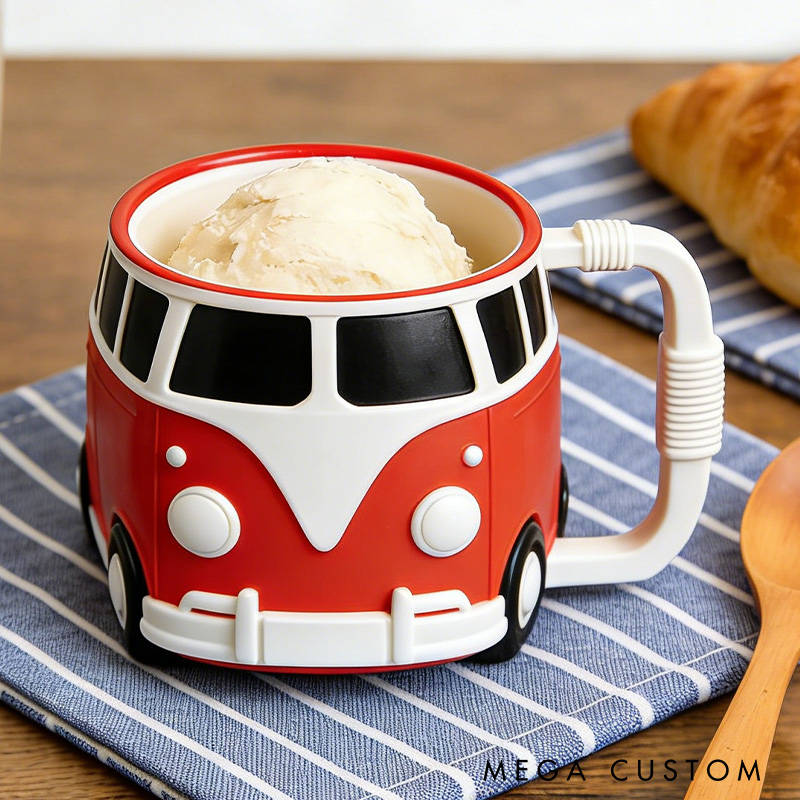 Personalized 3D Printed Vintage Camper Ice Cream Pint Holder Outdoor Camping Lover Ice Cream Pint Holder Gift for Camping