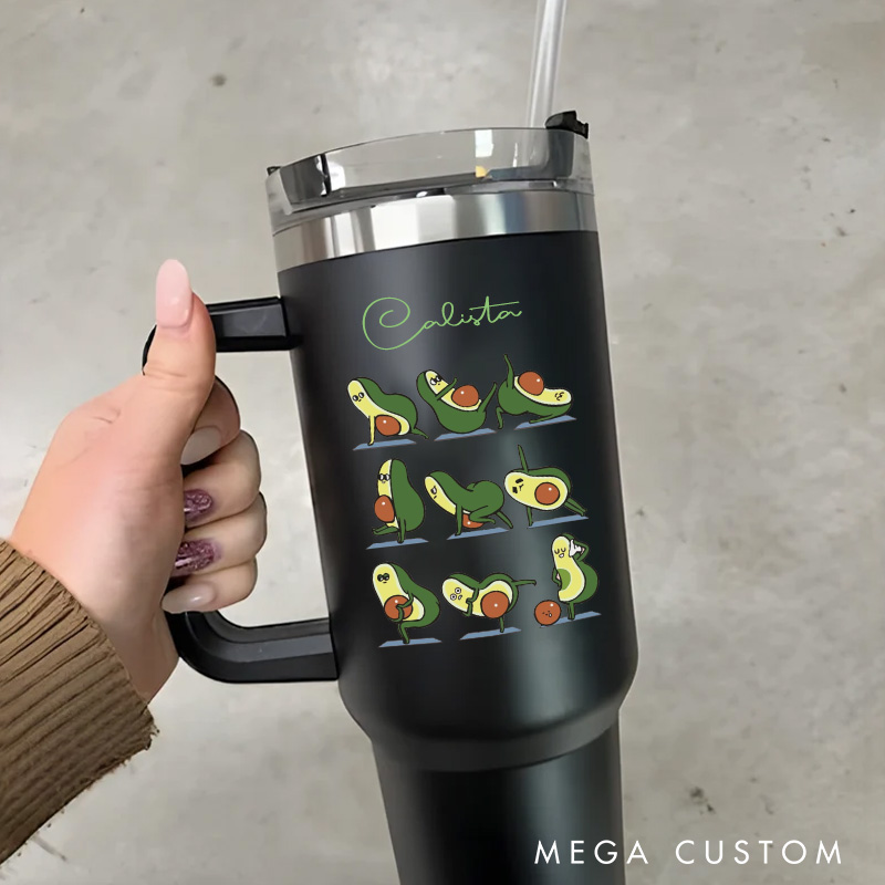 Personalized Avocado Yoga Tumbler Custom Sports Yoga Humor Tumbler Retreat Yoga Teacher Gift for Her Women