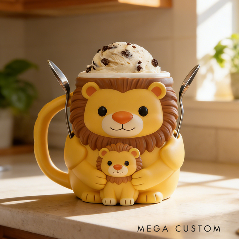 Personalized Lion Ice Cream Pint Holder Cute Custom Freezer Accessory for Kids and Adults Unique Gift for Birthday Christmas Fun Kitchen Decor