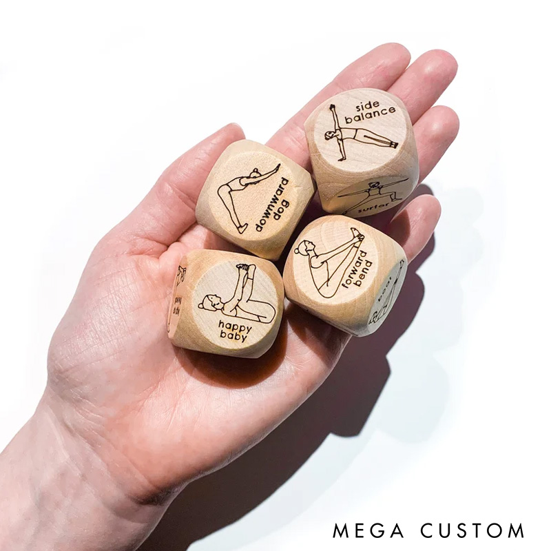 Personalized Yoga Game Yoga Dice Wood Game Children's Yoga Poses Yoga Meditation for Children Gift for Her Women
