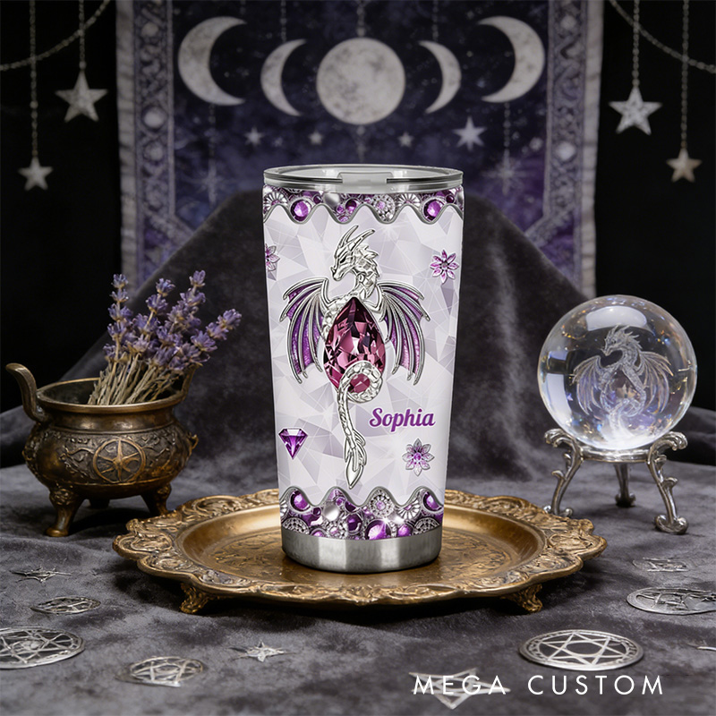 Personalized 2D Flat Love Dragons 20oz Tumbler Custom Magic Witch Themed Tumbler for Magic Lovers