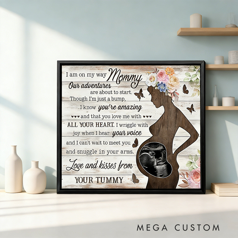 Personalized Ultrasound Frame Keepsake Canvas Print for Pregnant Mommy Mother's Day Gift