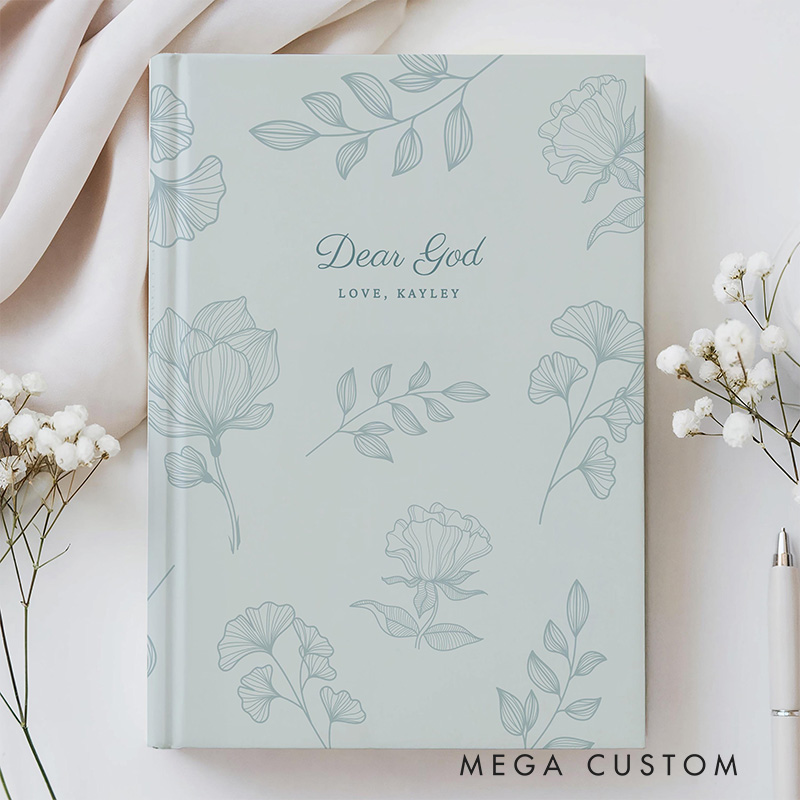 Personalized Dear God A5 Prayer Journal or Bible Study Notebook with Custom Name for Her Sermon Notes Gift for Christian Religious Gift for Women