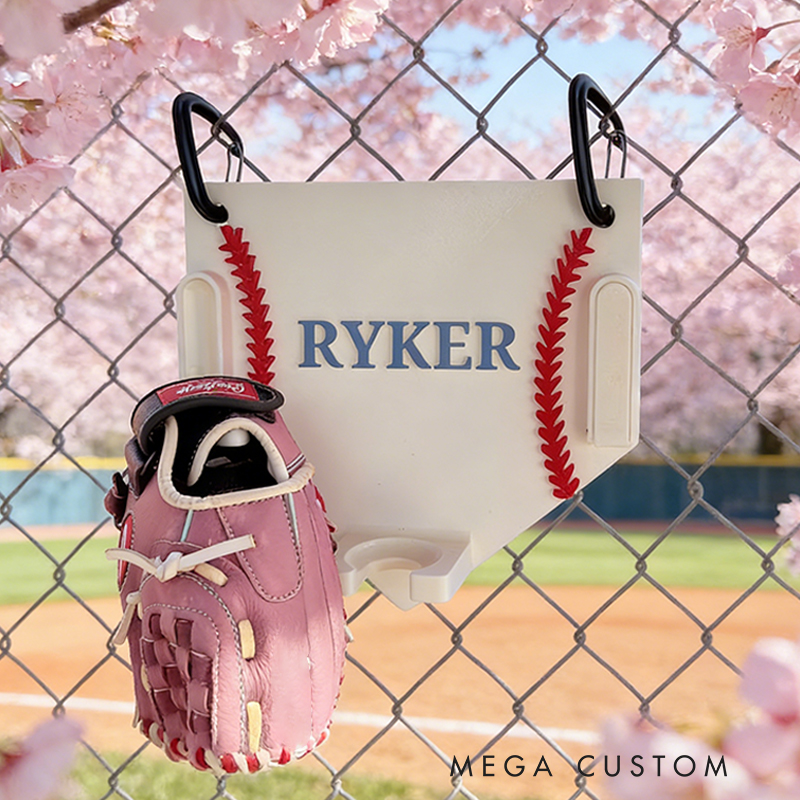 Personalized 3D-Printed Baseball Dugout Organizer for Helmets, Gloves, and Bats with Custom Name for Baseball Players