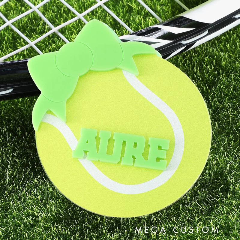 Personalized Sports Ball Bow Design Bag Charm with Name Accessories for Bag Birthday Gift for Sports Lovers