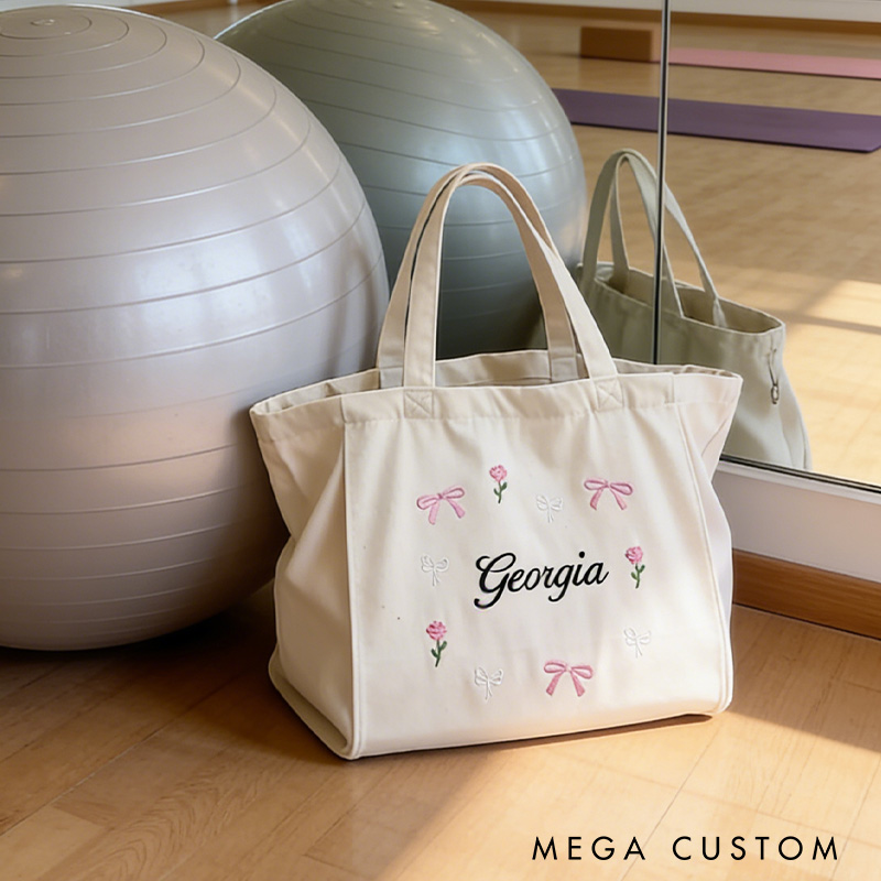 Personalised Yoga Bag Gym Bag Custom Canvas Pilates Bag Yoga with Name Lover Gift for Her