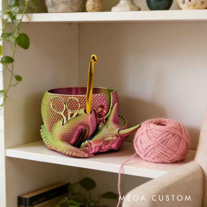 Personalized Dragon Yarn Bowl 3D Printed Dragon Yarn Holder Crochet Tool Holder Knitting Crocheting Gift Ideas Knitting Bowl Yarn Organizer for Mom