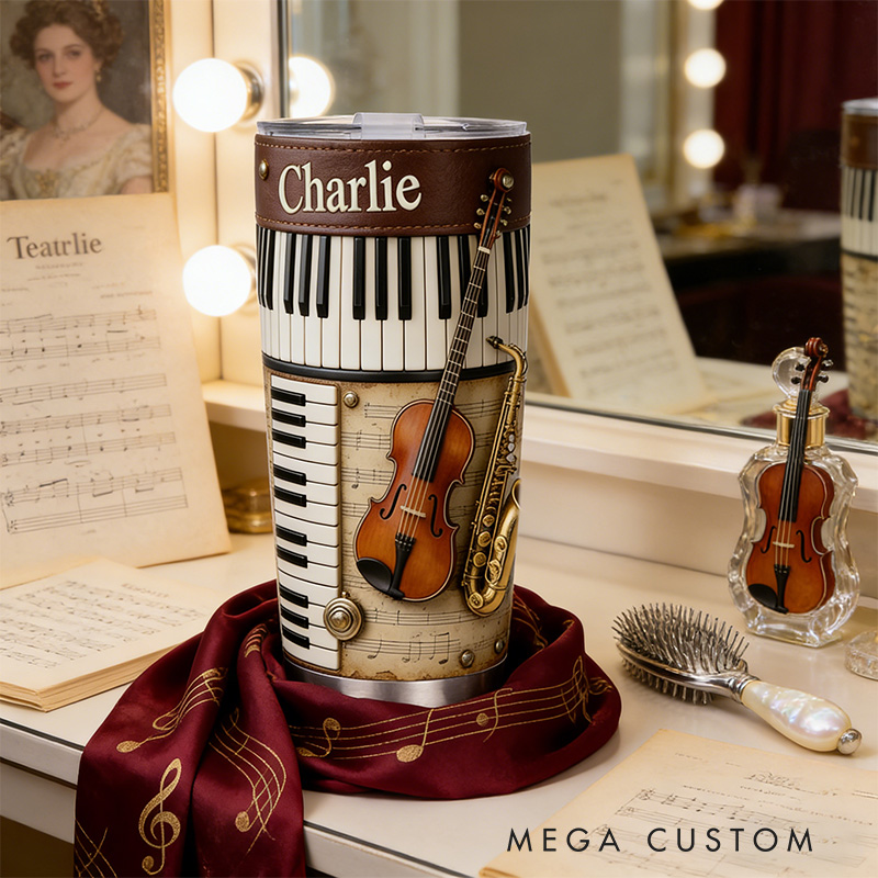 Personalized 2D Flat Classical Harmony 20oz Tumbler Custom Classical Music Themed Tumbler for Music Lovers