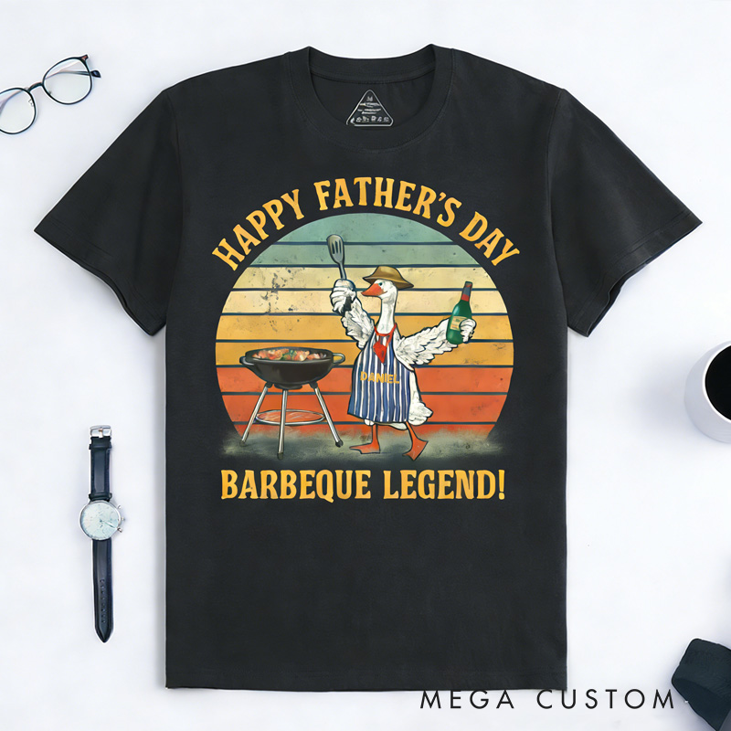 Personalized Barbeque Legend Goose Classic T-Shirts Baking Goose Tee with Name Father's Day Gift