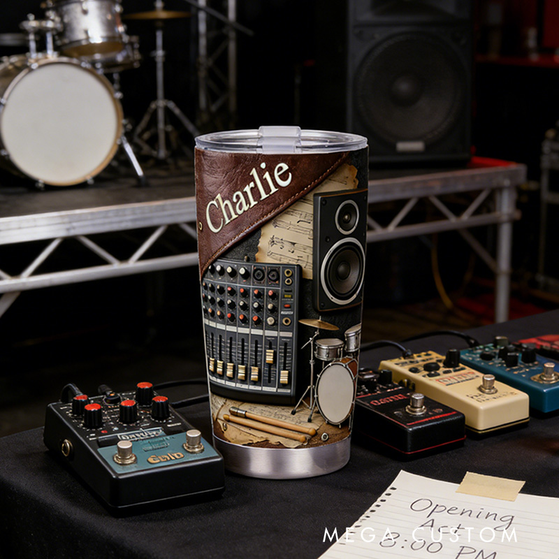 Personalized 2D Flat Studio Beats 20oz Tumbler Custom Music Band Themed Tumbler for Music Lovers