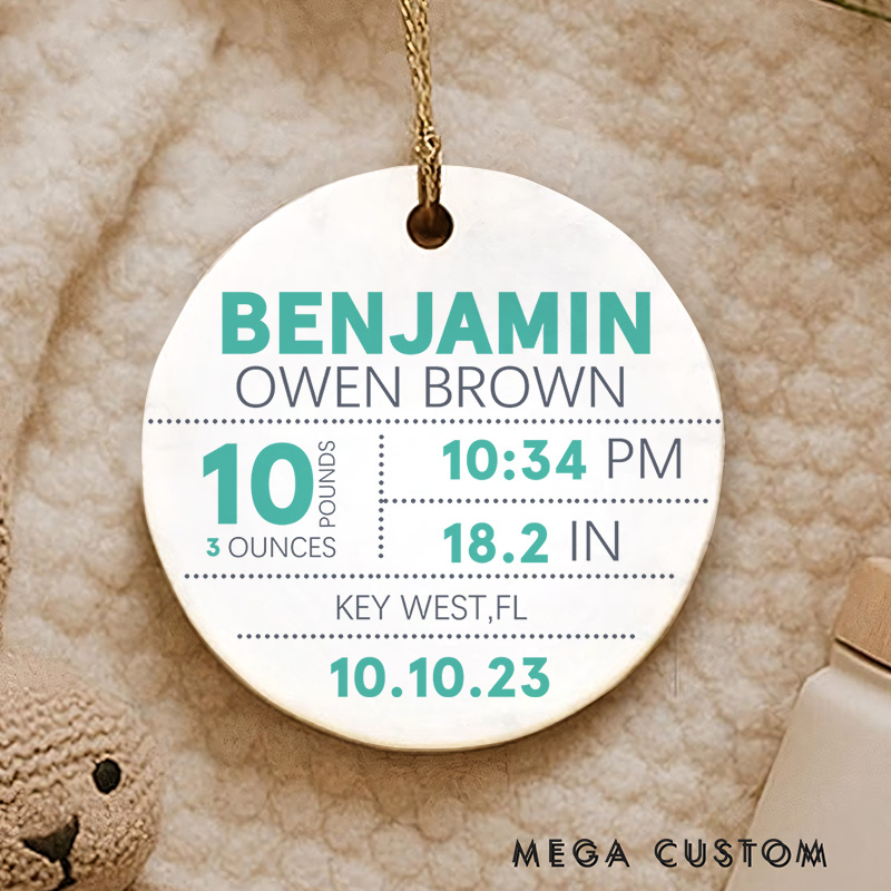 Personalized New Baby Stats Christmas Ornament Baby Girl Christmas Gifts