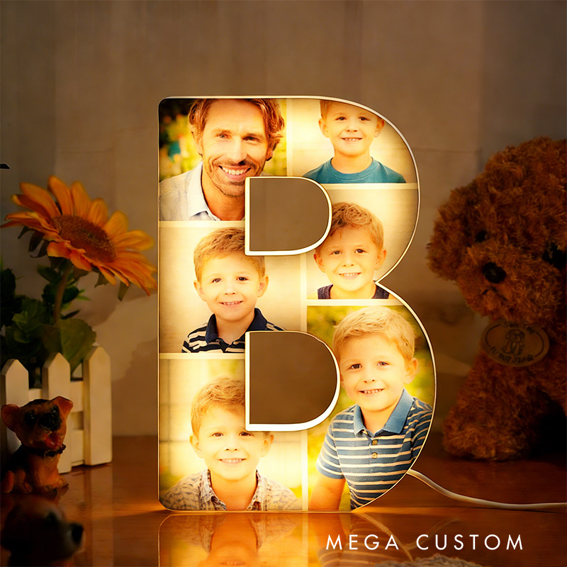 Personalized Letter Family LED Night Light Custom Photo Home Decor Gift for Birthday Anniversary Warm Lighting Keepsake for Living Room Bedroom