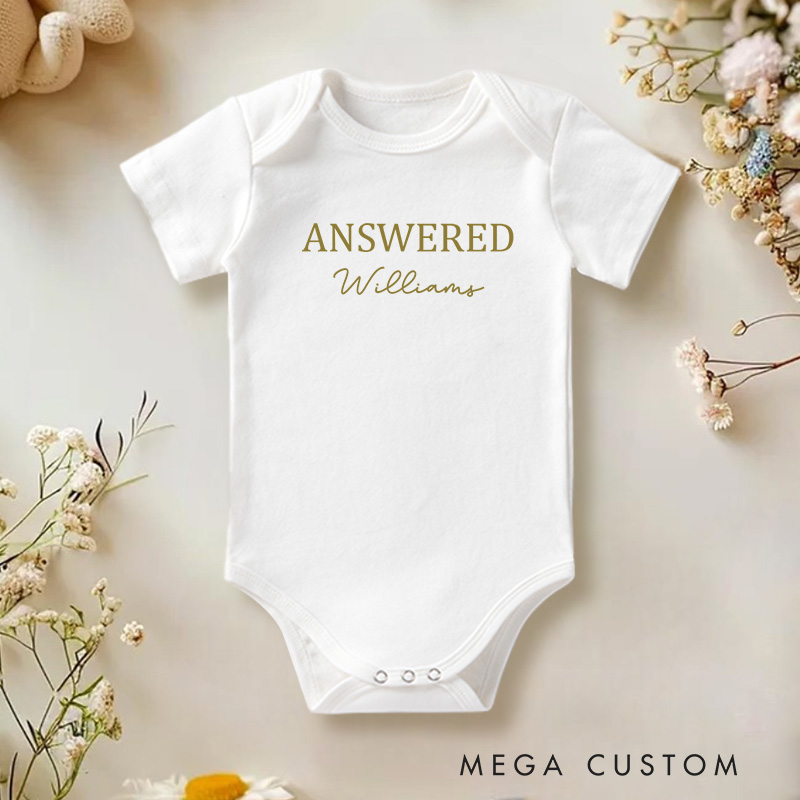 Personalized Answered Heartfelt and Meaningful Family Gift Baby Onesie  