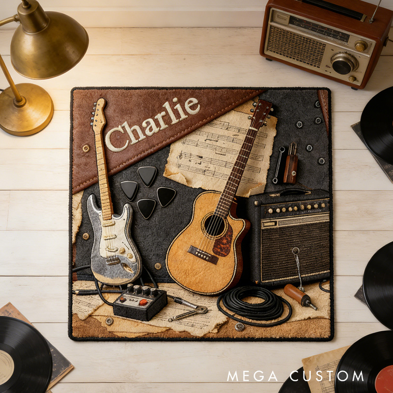 Personalized 2D Flat Acoustic Groove Rug for Music Lovers Gift for Kids Music Studio