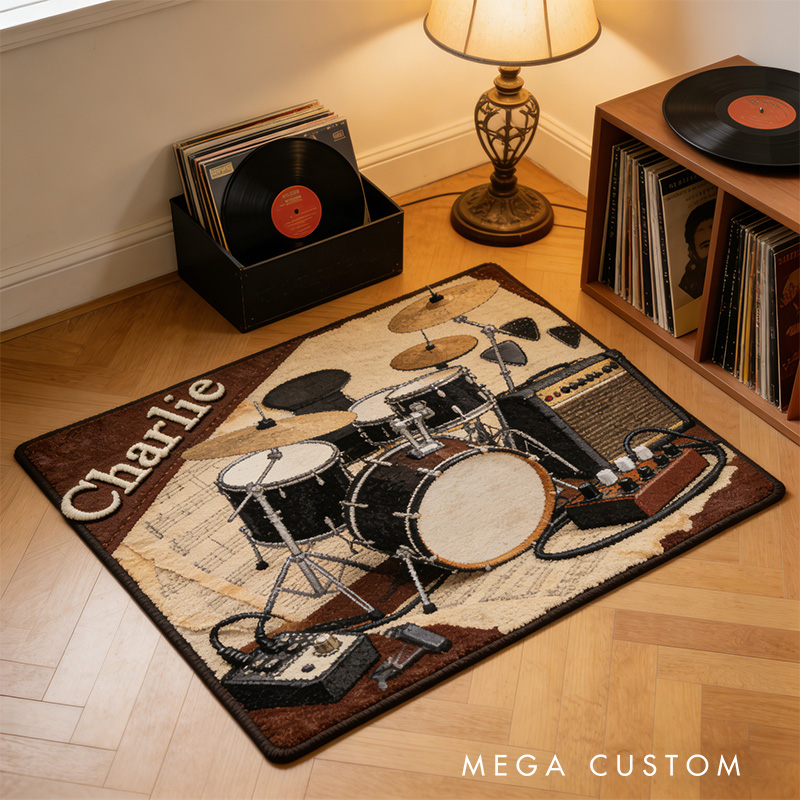 Personalized 2D Flat Rhythm Beats Rug for Music Lovers Gift for Kids Music Studio