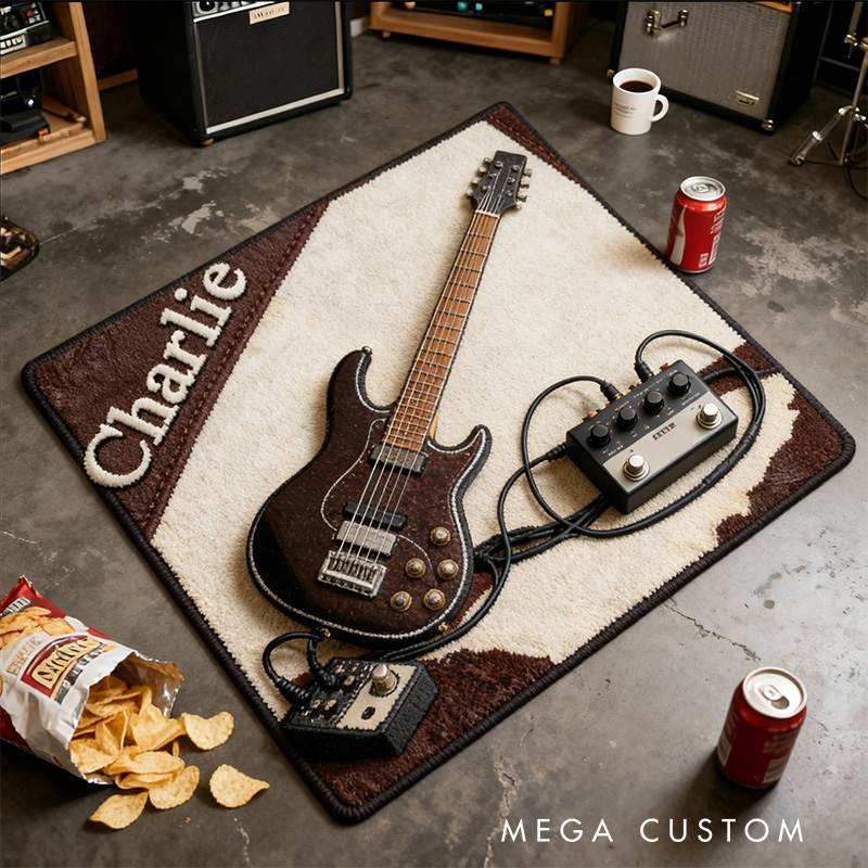 Personalized 2D Flat Bassline Vibes Rug for Music Lovers Gift for Kids Music Studio