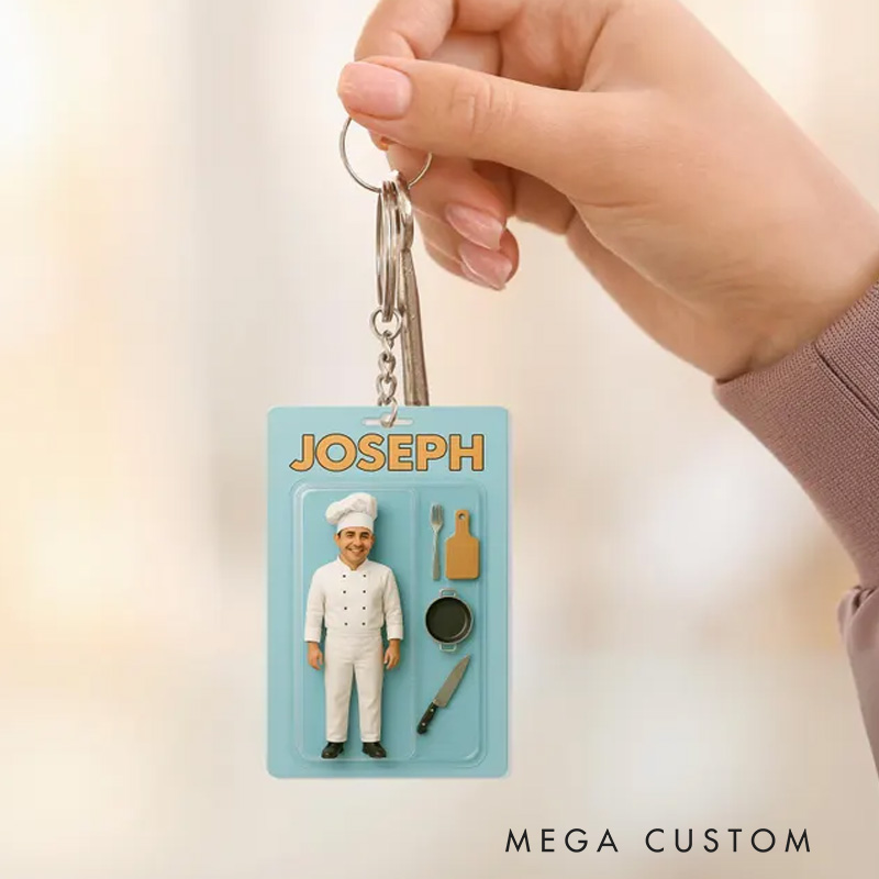 Personalized Photo Chef Action Figure Acrylic Block Plaque with Name Gift for Chef Baking Lovers Baker