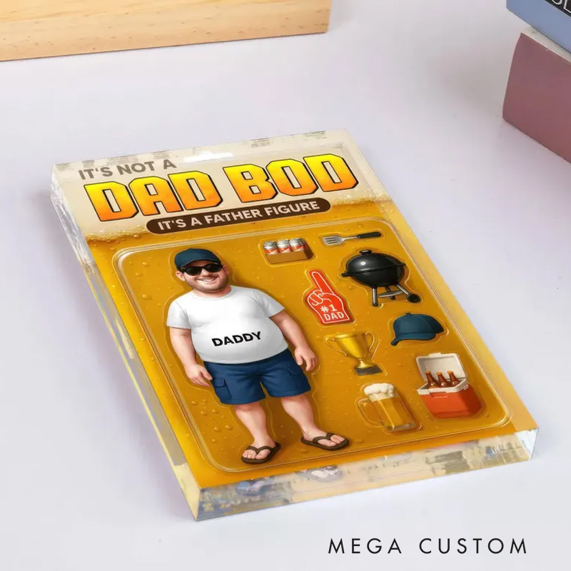 Personalized It's Not a Dad Bod It's a Farther Figure Acrylic Photo Block Plaque with Name Gift for Chef Baking Lovers Baker
