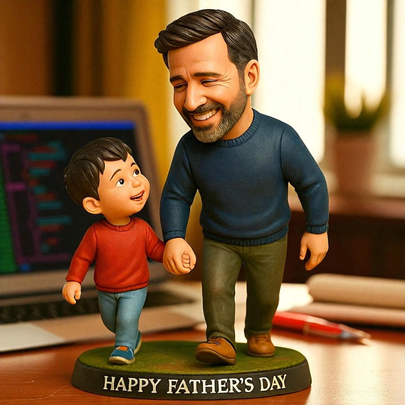 Personalized Father And Son Walking Together Portrait Plaque Father's Day Gift for Dad