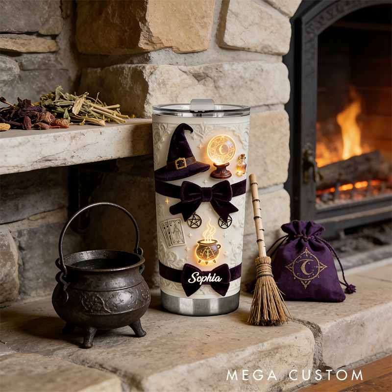 Personalized 2D Flat Mystic Witchcraft 20oz Tumbler Custom Magic Witch Themed Tumbler for Magic Lovers