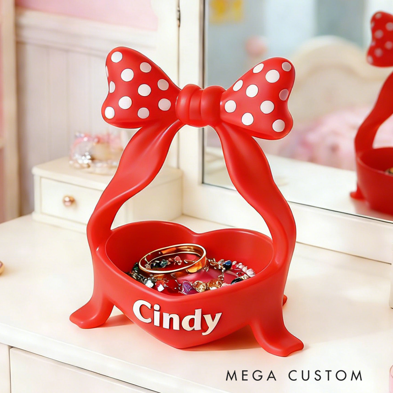 3D Printed Cute Bow Jewelry Organizer Vanity Decor Lipstick and Cosmetic Holder Stylish Desktop Storage