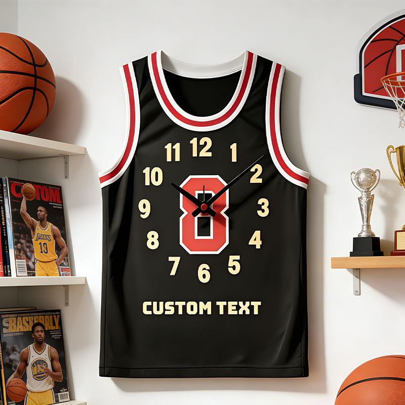 Personalized Basketball Jersey Clock with Custom Number for Basketball Fans 