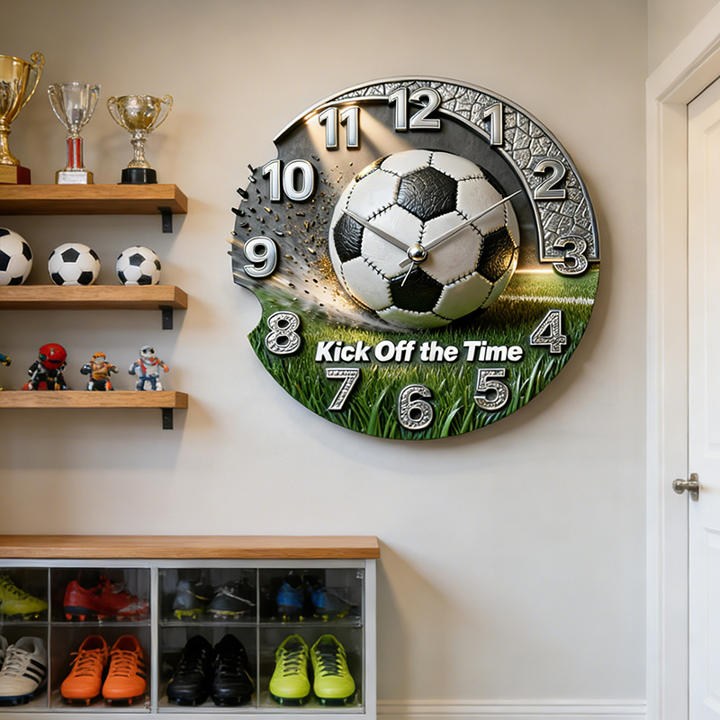 Personalized Soccer Wall Clock with Custom Text for Soccer Enthusiasts 