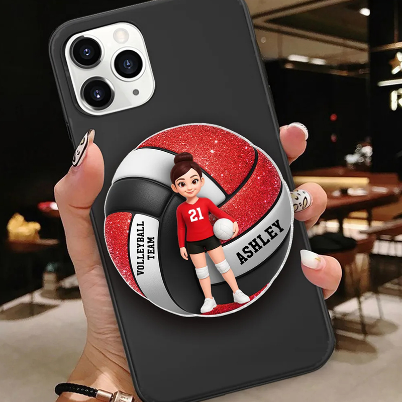 Personalized Volleyball Boy & Girl 3D Effect Magnetic Phone Grip with Custom Name and Player Design Gift for Teen Girl, Teen Boy, Girlfriend 