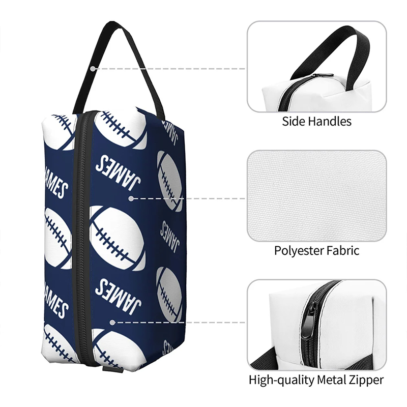 Personalized Sports Themed Toiletry Bag with Custom Name Football, Tennis, Soccer for Sports and Travel Enthusiasts
