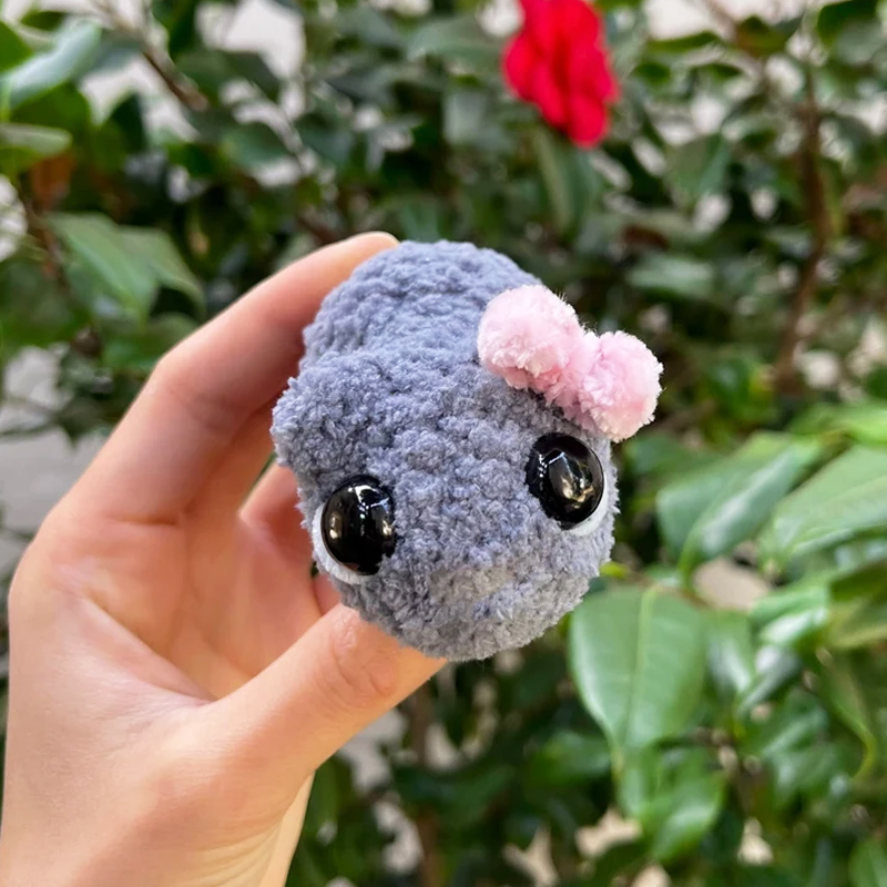 Crochet Sad Hamster Plush Emotional Comfort Doll with Music Birthday Gifts for Kids Girls