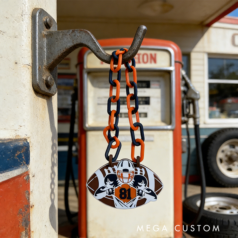 Personalized American Football Chain Necklace with Custom Number Pendant