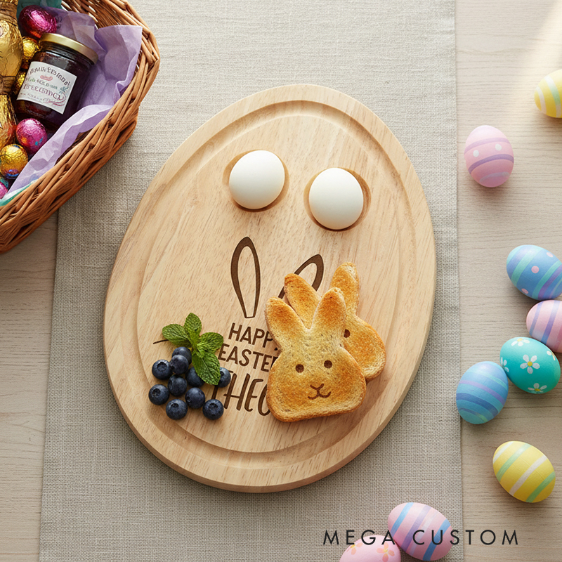 Personalized Wooden Easter Breakfast Board Custom Name Rabbit Design Children's Gift Perfect Easter Gift for Kids