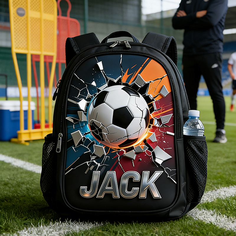 Personalized Soccer Explosion Backpack with Custom Name for Soccer Enthusiasts 
