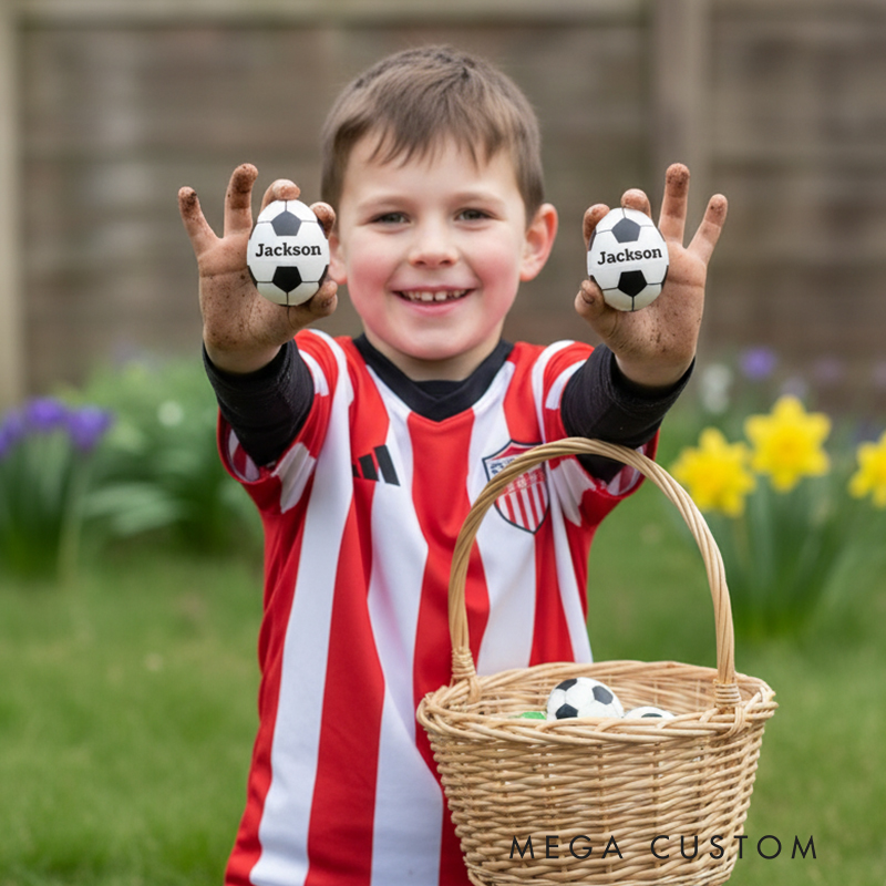 Personalized Football-Themed Easter Egg Custom Name Plastic Children's Gift Easter Basket Stuffer