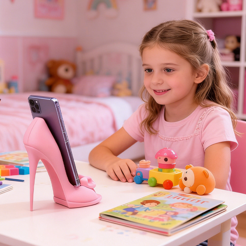 3D Printed Pink High Heel with Bow Phone Holder Vanity & Home Decor Special Gifts Birthday Gifts for Kids Electronics Enthusiasts