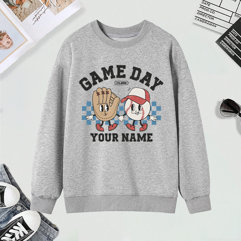 Personalized Game Day Sweatshirt with Custom Name and Baseball Design