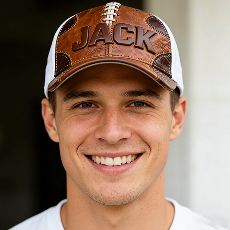 Personalized Stitch-Style Football Cap with Custom Name for Football Fans  