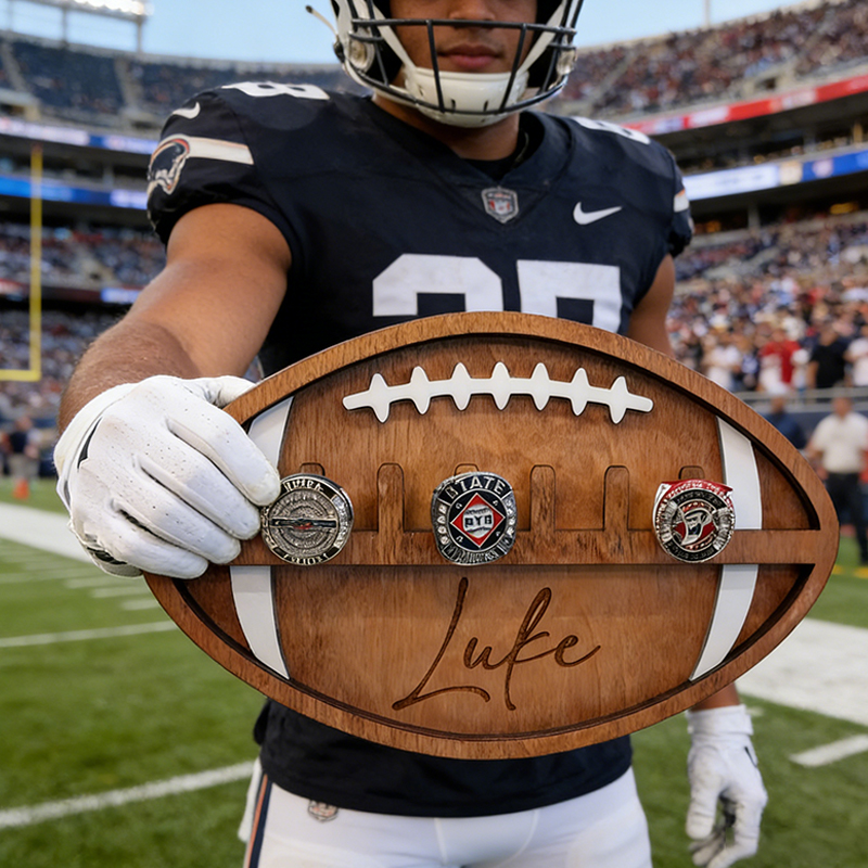 Personalized Football Ring Display Holder with Custom Name for Football Stars